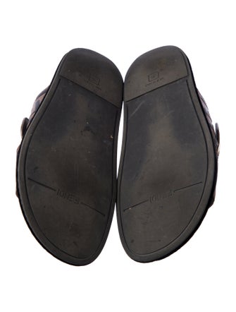 Fendi Zucca FF Logo Leather Slides