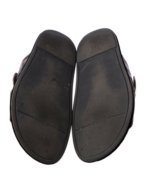 Fendi Zucca FF Logo Leather Slides