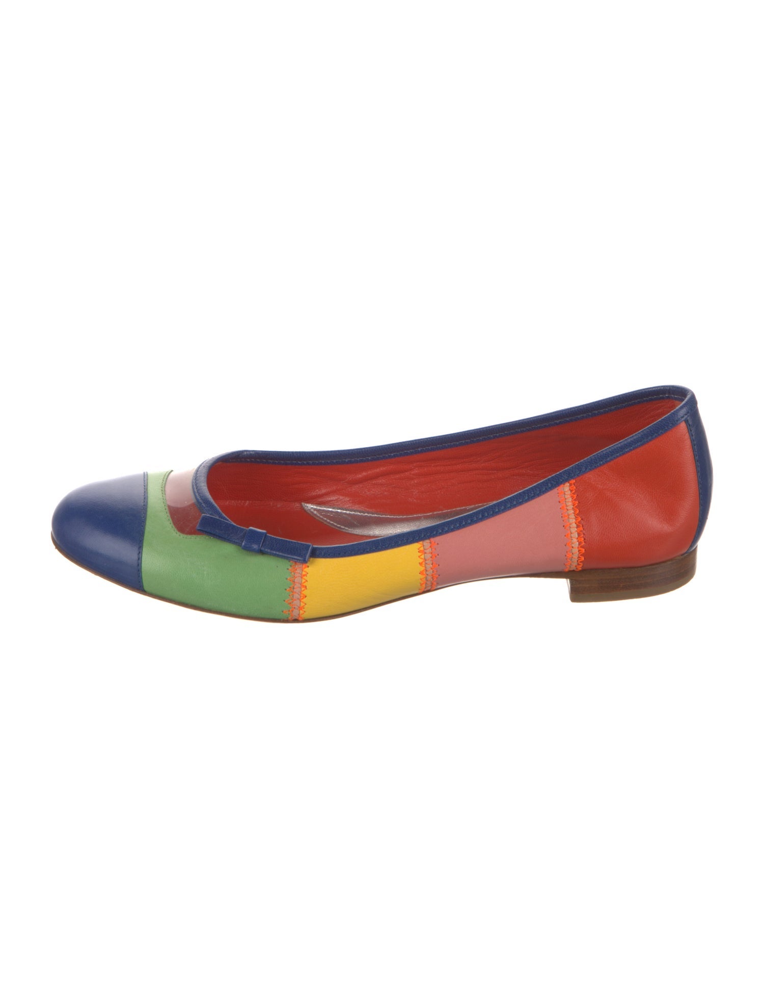 Fendi Leather Colorblock Pattern Ballet Flats