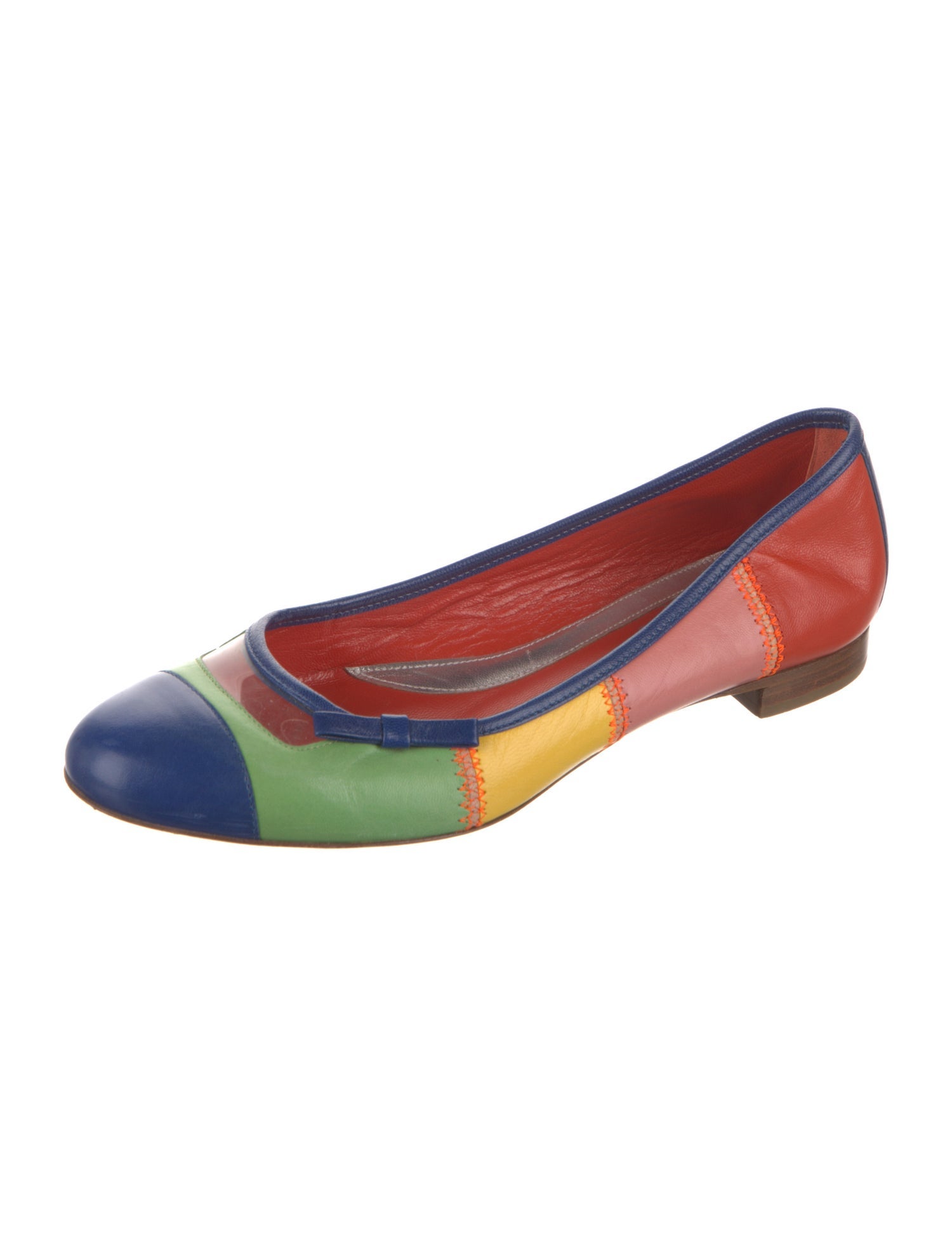 Fendi Leather Colorblock Pattern Ballet Flats