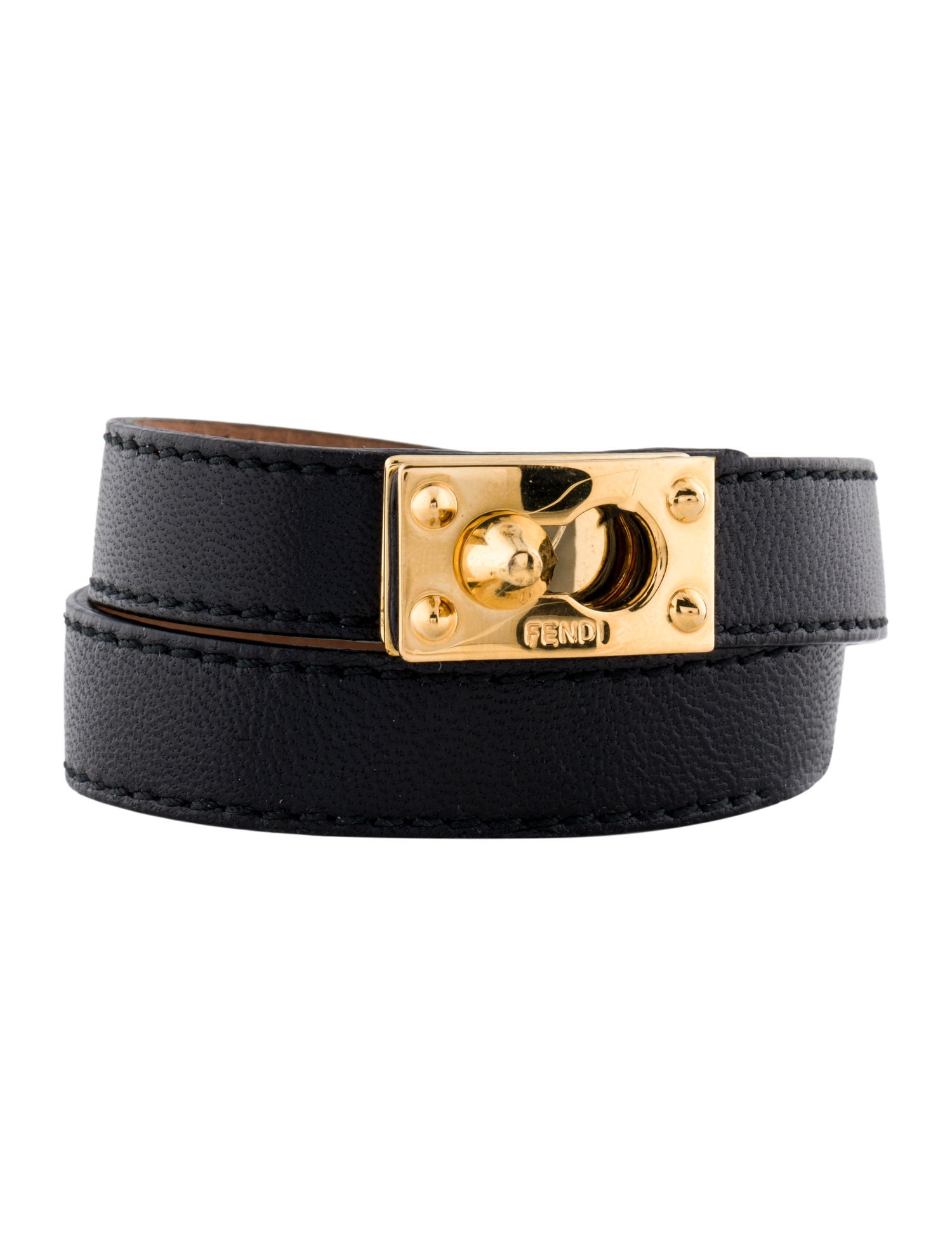 Fendi Leather Double Wrap Bracelet