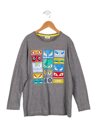 Fendi Girls' Monster Graphic Long Sleeve Shirt