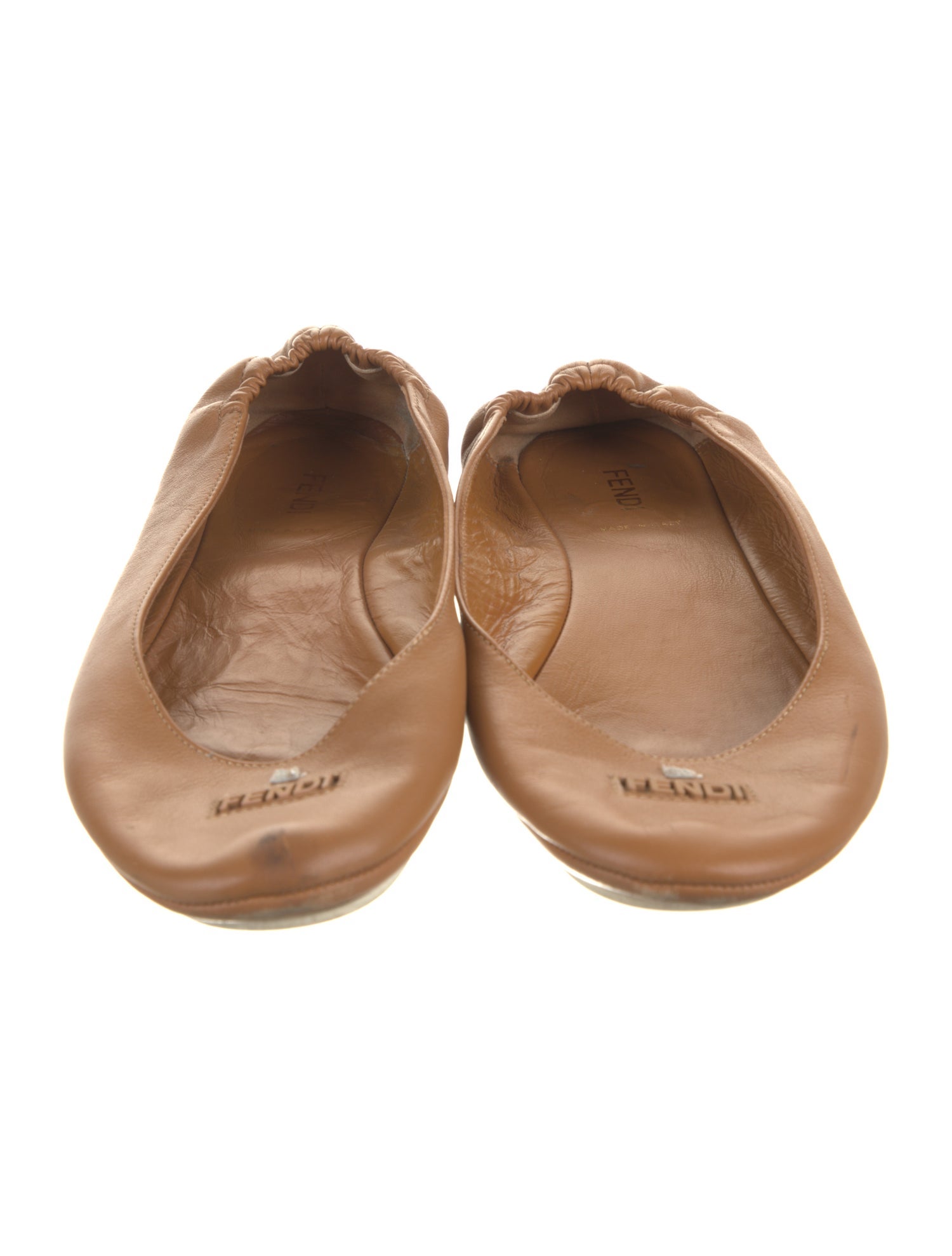 Fendi Leather Bow Accents Ballet Flats