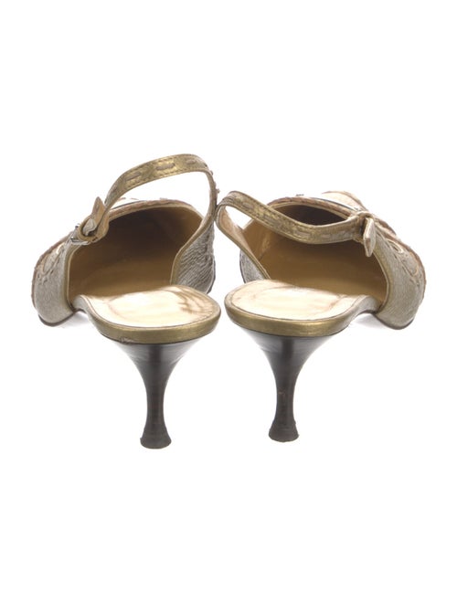 Fendi Zucca FF Logo Leather Slingback Pumps