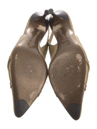 Fendi Zucca FF Logo Leather Slingback Pumps