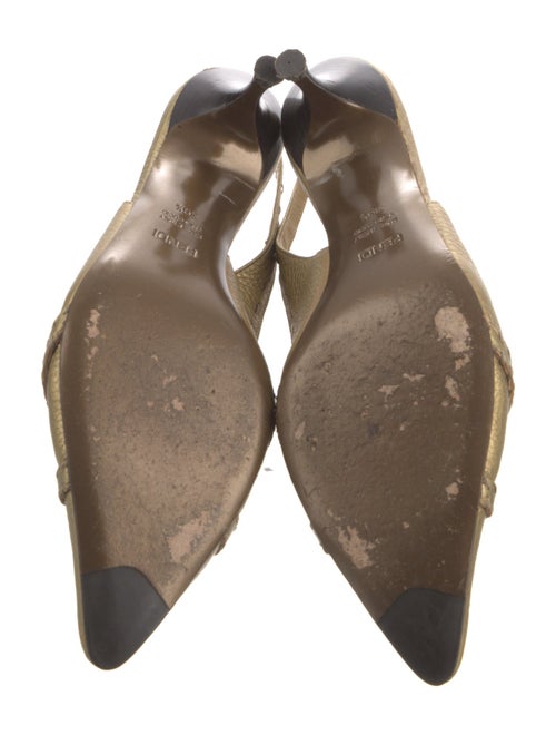 Fendi Zucca FF Logo Leather Slingback Pumps