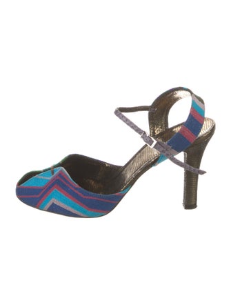 Fendi Colorblock Pattern Slingback Pumps
