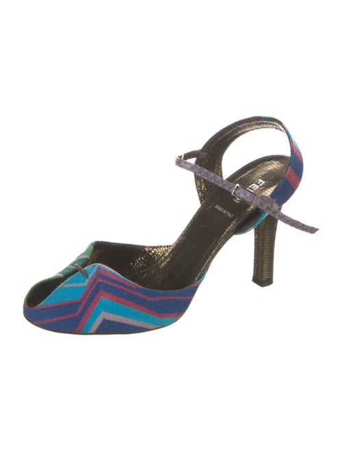 Fendi Colorblock Pattern Slingback Pumps
