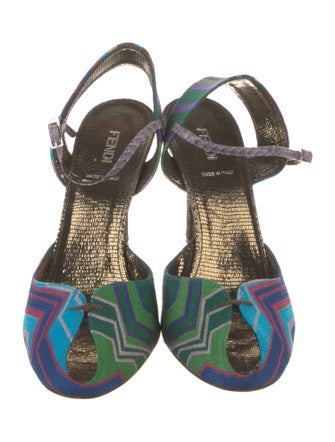 Fendi Colorblock Pattern Slingback Pumps