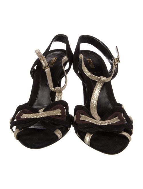Fendi Suede T-Strap Sandals