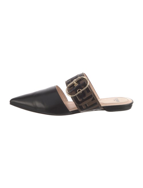 Fendi Zucca FF Logo Leather Mules