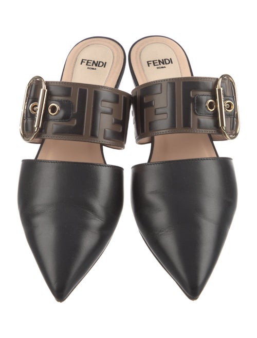 Fendi Zucca FF Logo Leather Mules