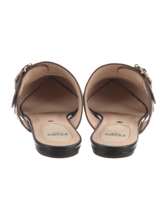 Fendi Zucca FF Logo Leather Mules
