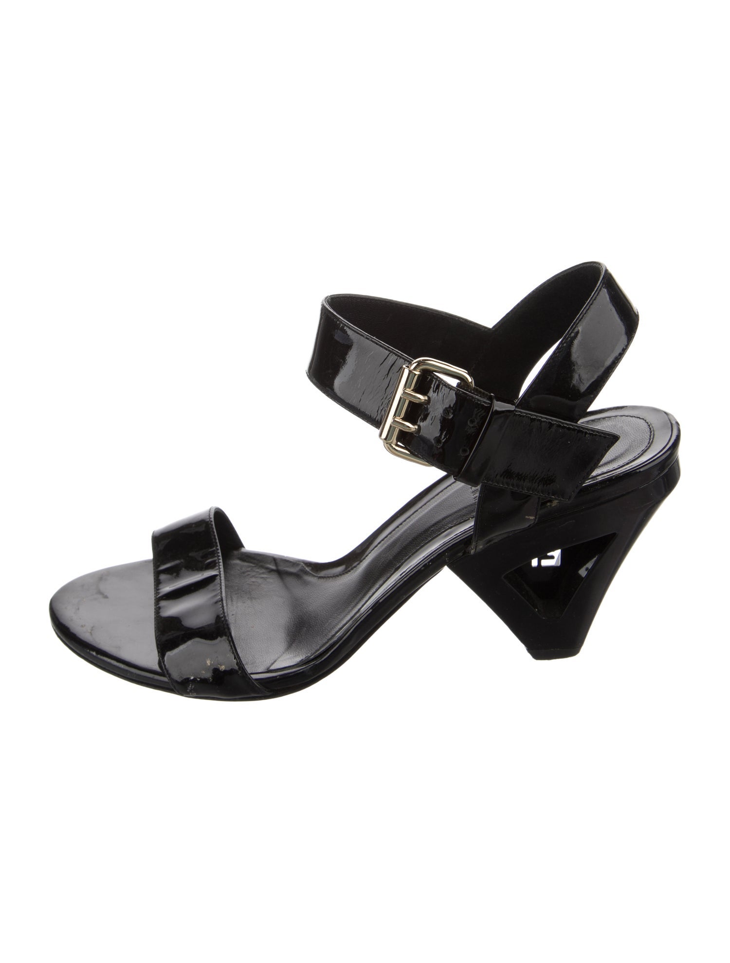 Fendi Zucca FF Logo Patent Leather Sandals