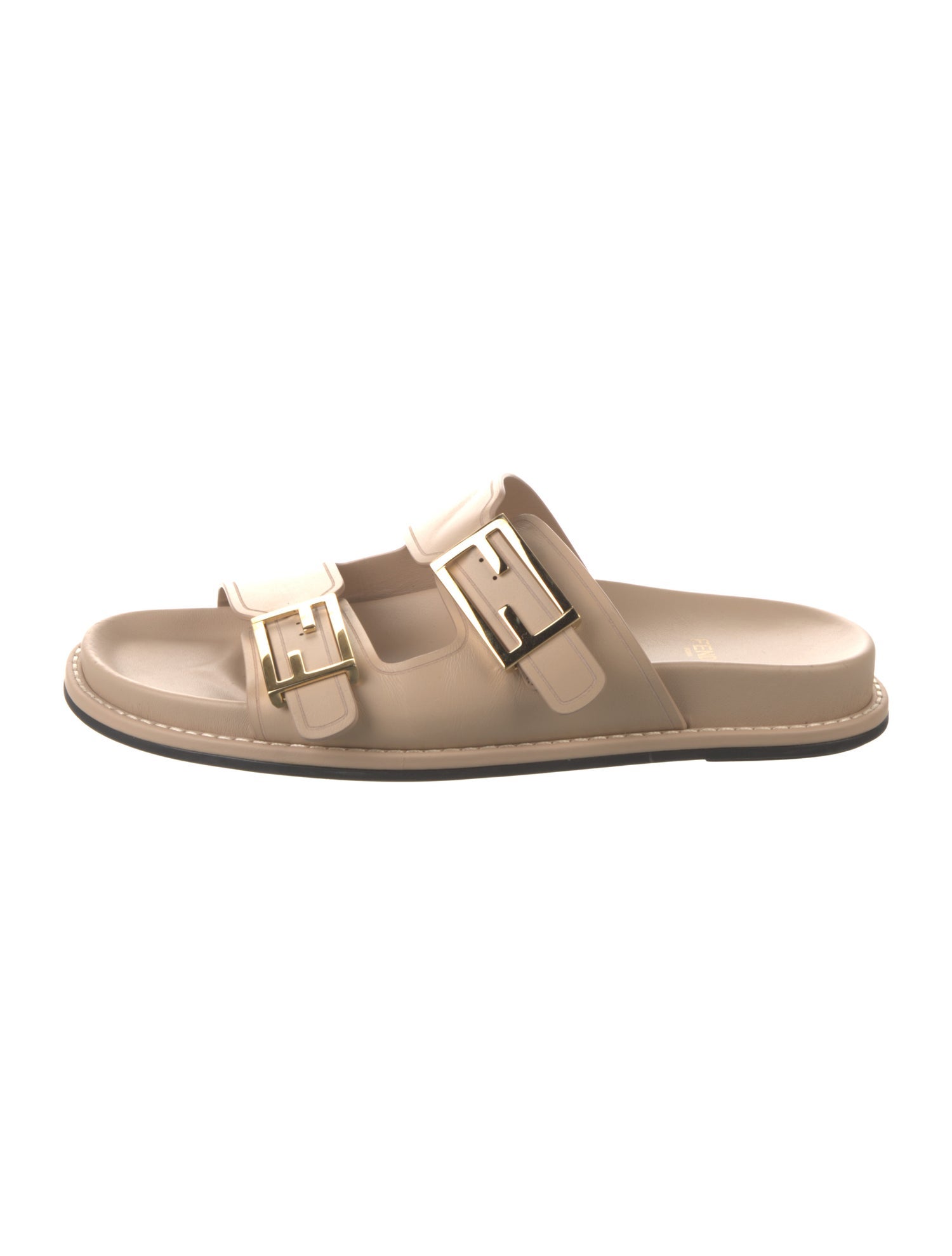 Fendi Zucca FF Logo Leather Slides