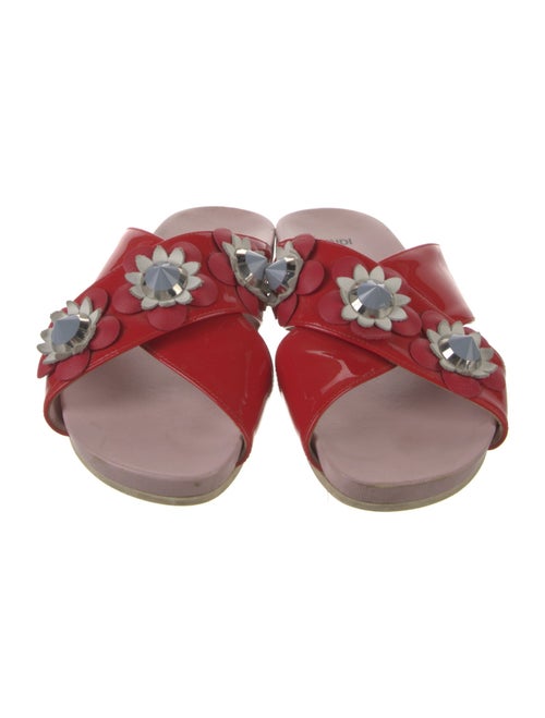 Fendi Patent Leather Studded Accents Slides