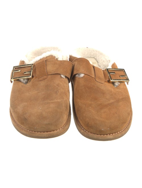 Fendi Suede Fur Trim Mules