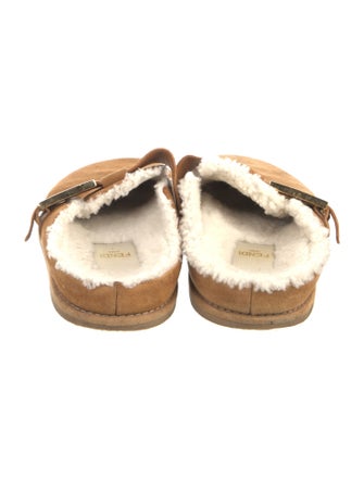 Fendi Suede Fur Trim Mules