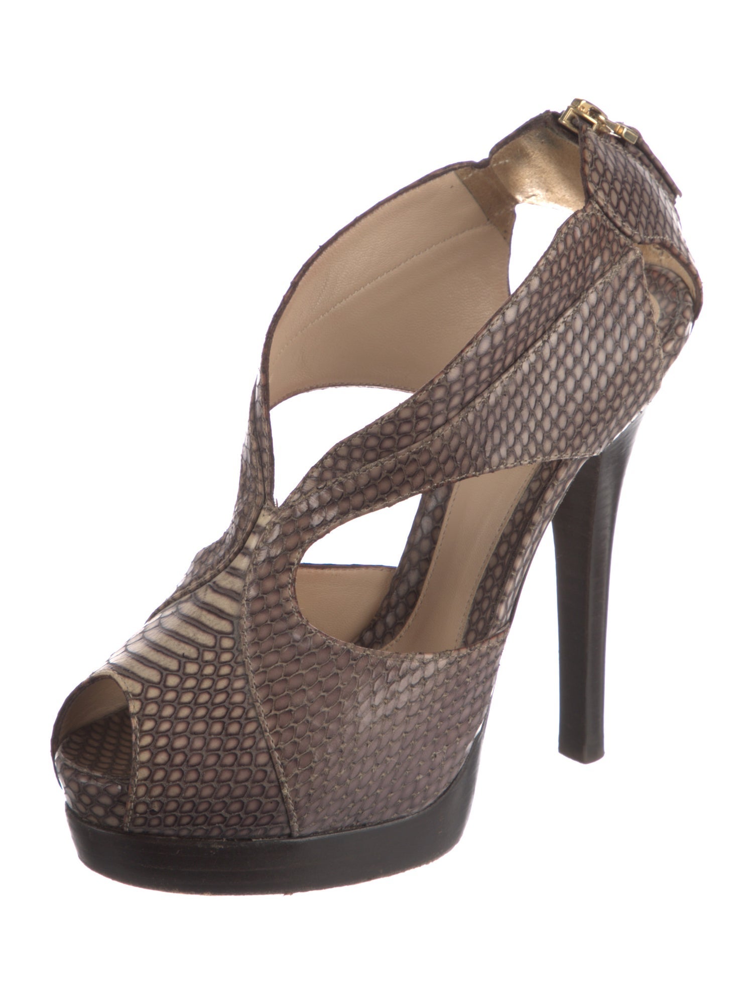 Fendi Snakeskin Animal Print Slingback Sandals