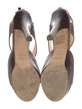 Fendi Snakeskin Animal Print Slingback Sandals