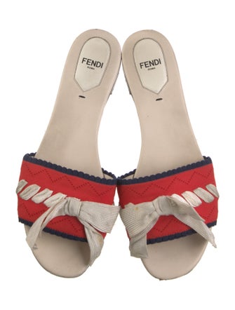 Fendi Printed Bow Accents Slides