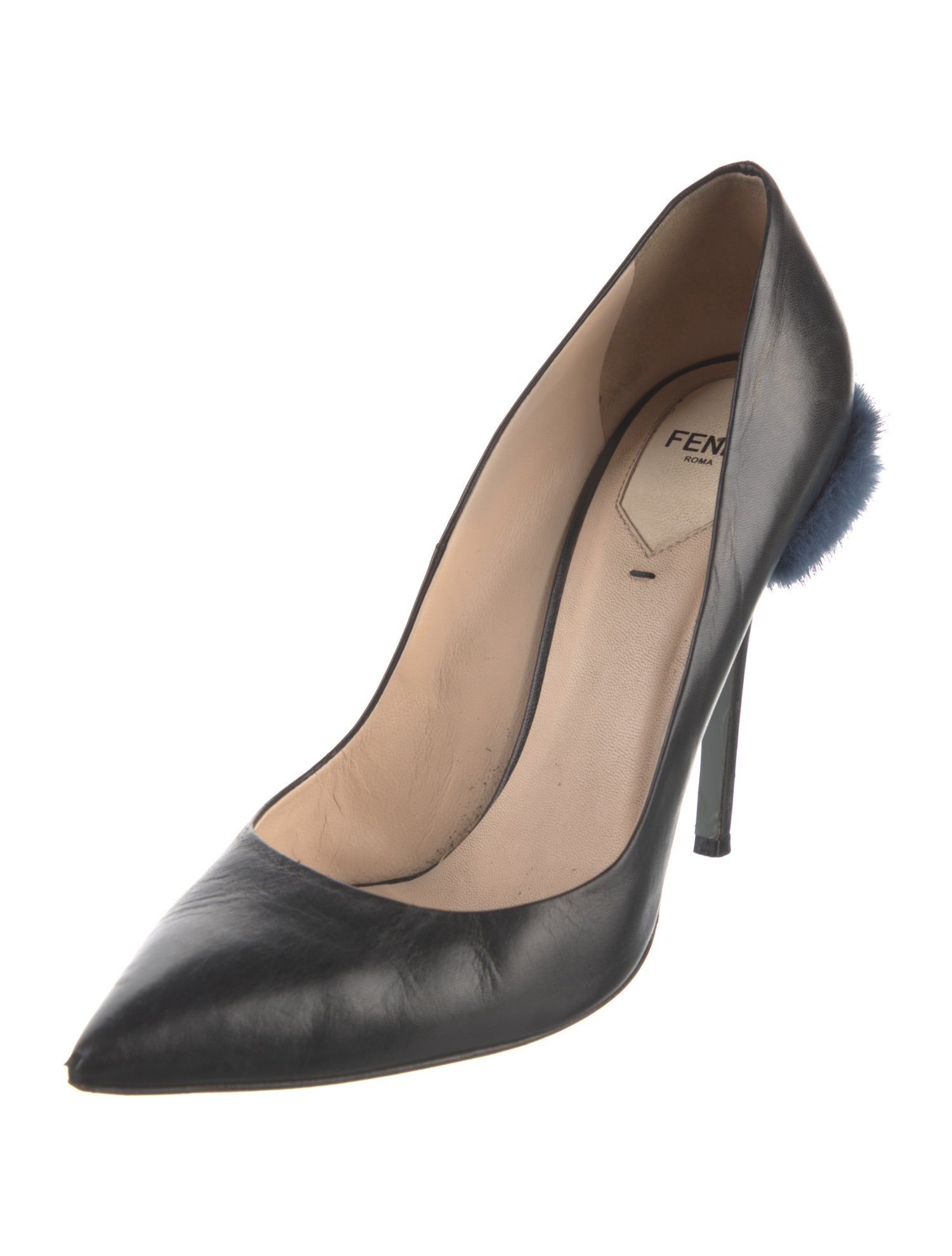 Fendi Leather Fur Trim Pumps