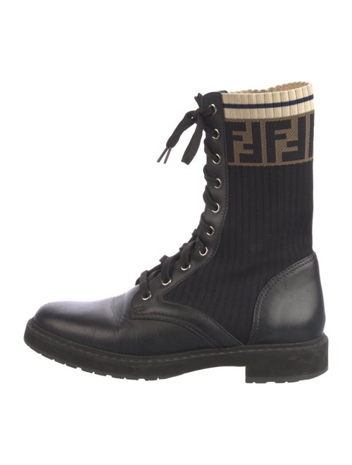 Fendi Zucca FF Logo Leather Combat Boots