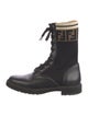 Fendi Zucca FF Logo Leather Combat Boots