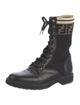Fendi Zucca FF Logo Leather Combat Boots
