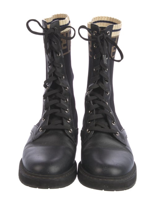 Fendi Zucca FF Logo Leather Combat Boots