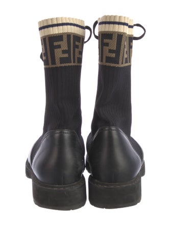 Fendi Zucca FF Logo Leather Combat Boots