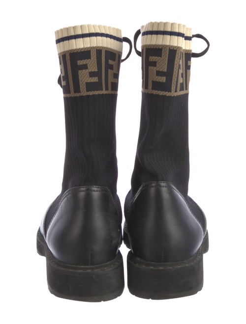Fendi Zucca FF Logo Leather Combat Boots