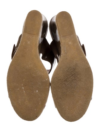 Fendi Patent Leather Colorblock Pattern Mules