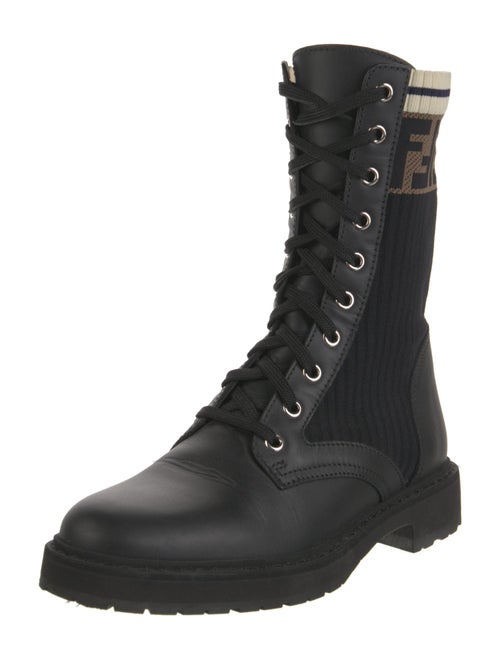 Fendi Zucca FF Logo Leather Combat Boots