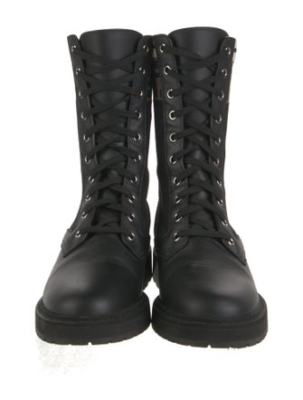 Fendi Zucca FF Logo Leather Combat Boots