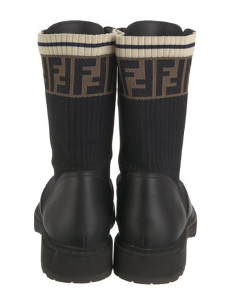 Fendi Zucca FF Logo Leather Combat Boots