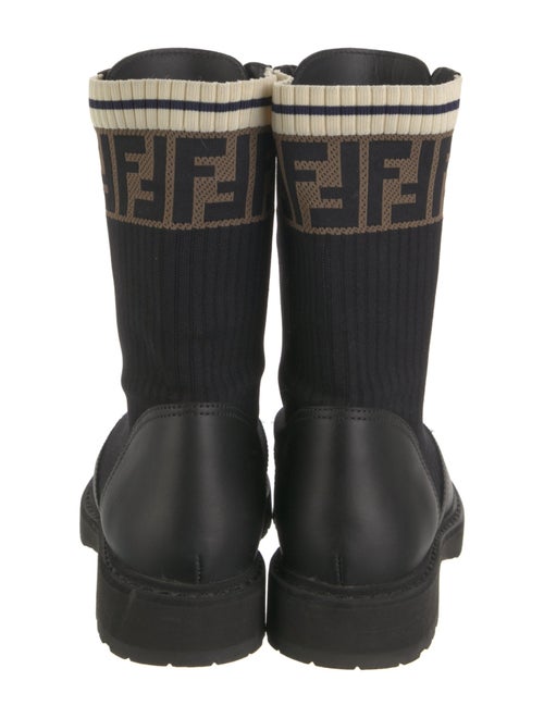 Fendi Zucca FF Logo Leather Combat Boots