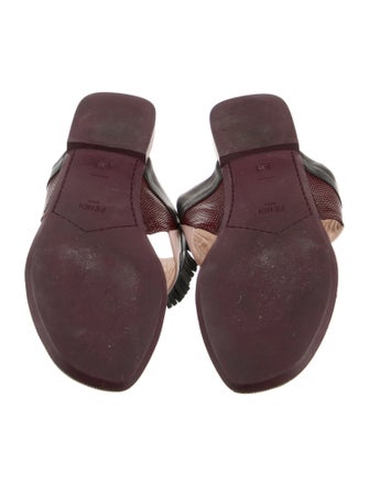 Fendi Leather Fringe Trim Accent Slides