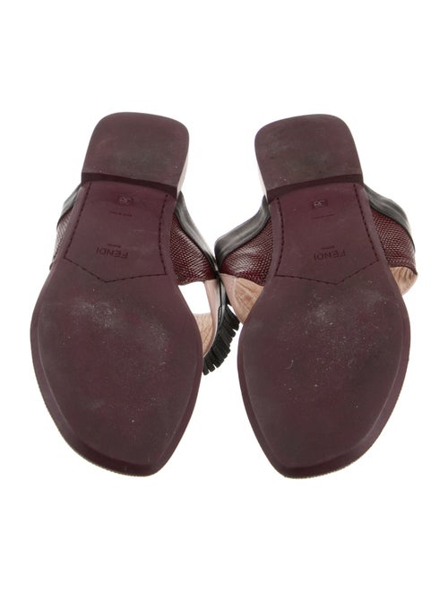 Fendi Leather Fringe Trim Accent Slides
