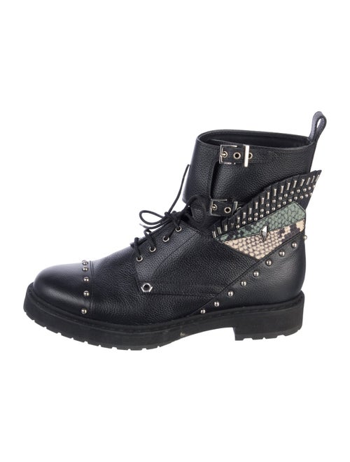 Fendi Monsters Motif Leather Combat Boots