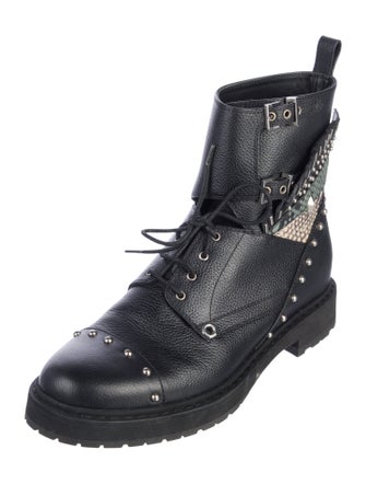 Fendi Monsters Motif Leather Combat Boots