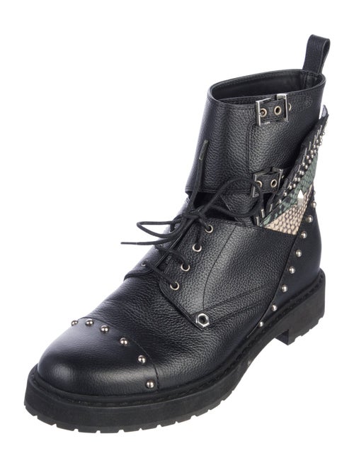 Fendi Monsters Motif Leather Combat Boots