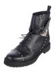 Fendi Monsters Motif Leather Combat Boots