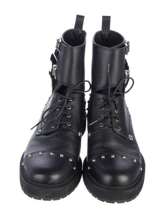 Fendi Monsters Motif Leather Combat Boots