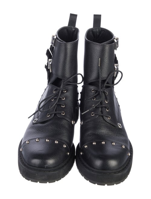 Fendi Monsters Motif Leather Combat Boots