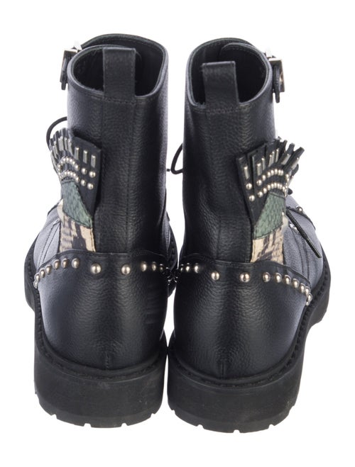 Fendi Monsters Motif Leather Combat Boots