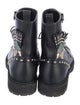 Fendi Monsters Motif Leather Combat Boots