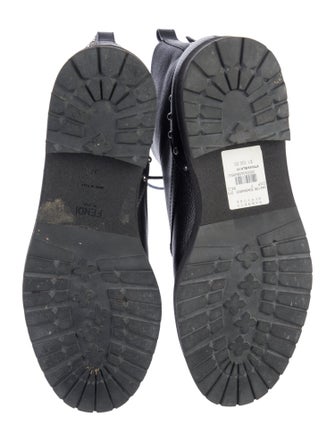 Fendi Monsters Motif Leather Combat Boots