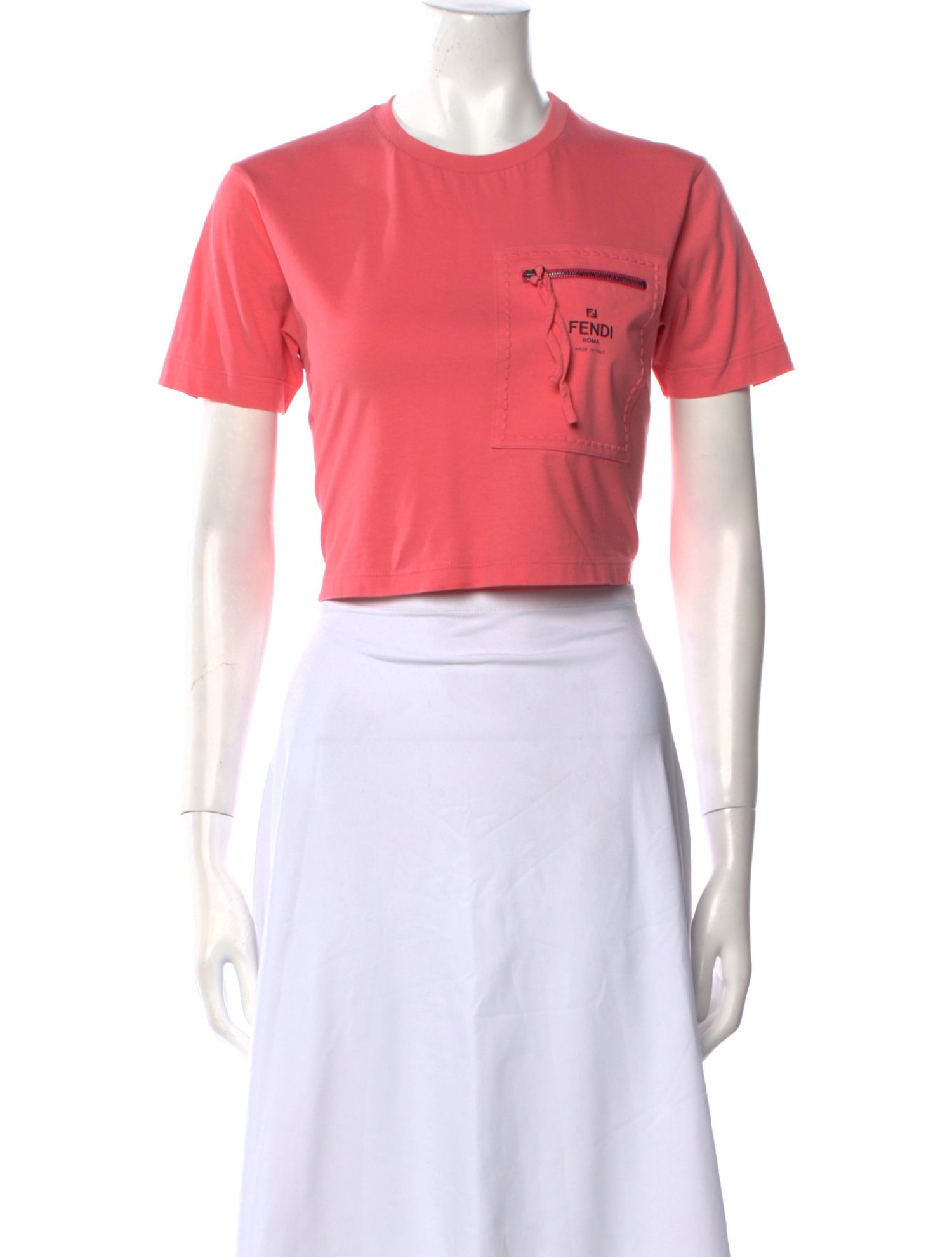 Fendi Graphic Print Crew Neck Crop Top