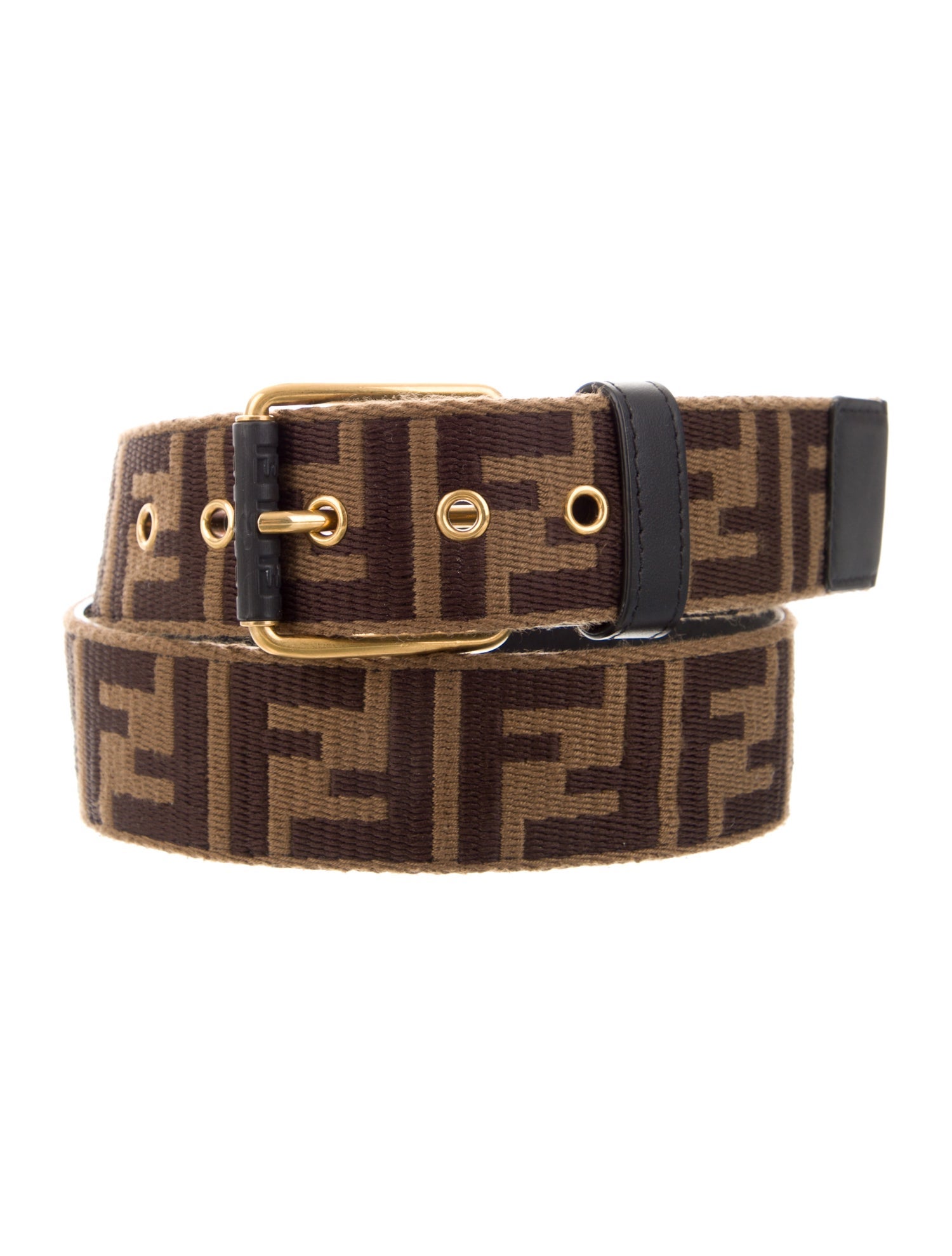 Fendi Zucca FF Logo Mesh Accents Waist Belt